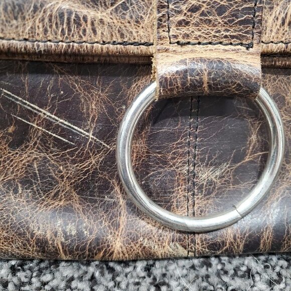 Vintage Brown Leather Crossbody Shoulder Bag Satchel Front Pockets Flap Over - Picture 5 of 16